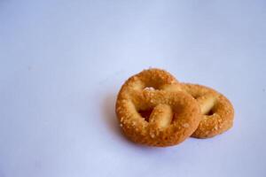 Danish butter cookies, Close up of butter cookies coated with white sugar, sweet cookies photo
