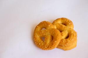 Danish butter cookies, Close up of butter cookies coated with white sugar, sweet cookies photo