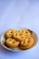 Danish butter cookies, Close up of butter cookies coated with white sugar, sweet cookies photo