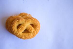 Danish butter cookies, Close up of butter cookies coated with white sugar, sweet cookies photo