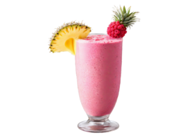 Raspberry Pineapple Smoothie A zesty raspberry pineapple smoothie in a stylish glass topped with raspberries png