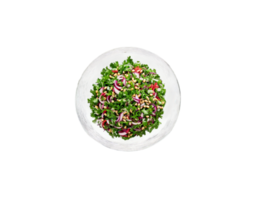 Salad mixed bean with red onion parsley and a lemon vinaigrette served in a transparent png