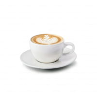 Sleek double walled glass cappuccino cup with a saucer showcasing a perfect balance of espresso png