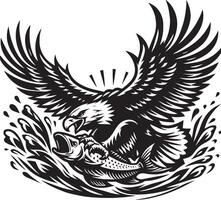 Eagle Swooping to Catch a Fish illustration Concept vector