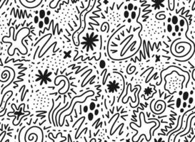 Seamless pattern from wavy doodle lines. Squiggle background. Hand drawn black scribble brush strokes and curved lines. sketch illustration vector
