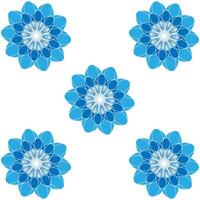 Blue floral pattern illustration on white background, isolated, mandara, fabric pattern, tiles vector