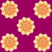 Illustration of seamless pattern of orange flowers on red background, fabric pattern, tiles, isolate vector