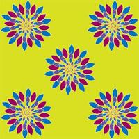 Seamless pattern with colorful petals of flowers on yellow background. vector