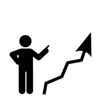 FLAT CHARACTER ILLUSTRATION WHILE THE PRESENTATION SHOWS A DIAGRAM THAT EXPERIENCES INCREASING AND INCREASING vector