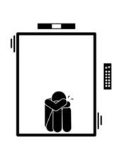 illustration of being trapped in an elevator vector