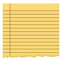 Ripped yellow torn blank notebook lined page sheet design element vector