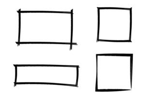 Set of hand drawn grunge rough black frame design elements, grunge frames, doodle scribble shapes vector