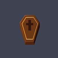 wooden coffin in flat design. vector