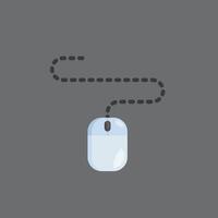 mouse device with dotted cable in flat design. vector