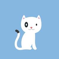 white cat in flat design. vector