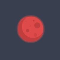 red full moon in flat design. vector