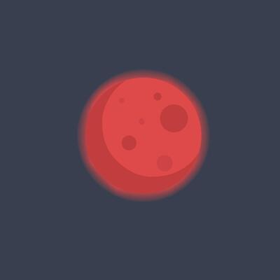 red full moon in flat design.