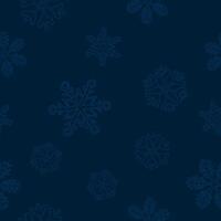 Various snowflake hand drawn childish style seamless pattern on navy blue background graphic illustration. Merry Christmas gift wrapping paper template. vector