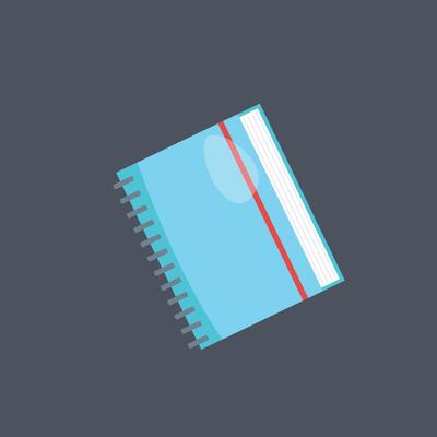 blue note book in flat design.