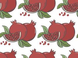 Ripe pomegranates continuous background graphics vector