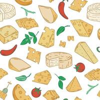 Different types of cheese seamless pattern vector