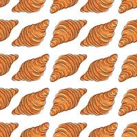 Seamless pattern with croissants in hand drawn style. Design for bakery, food packaging, restaurant menu or cafe branding. vector