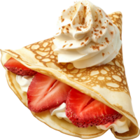 A crepe with whipped cream and strawberries png