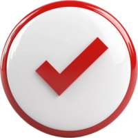 A red and white check mark on a button png