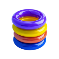 Bright plastic stacking rings toy with colorful circular pieces for toddlers png
