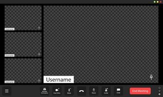 Empty virtual meeting interface with usernames displayed and preview boxes, indicating a pre-meeting setup vector