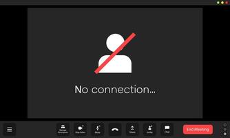Virtual meeting disruption due to loss of internet connection showing a disconnected participant on screen vector