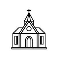 Continuous one simple single abstract line drawing of old church icon vector