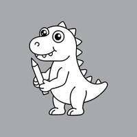 A dinosaur holding a pencil and coloring book vector