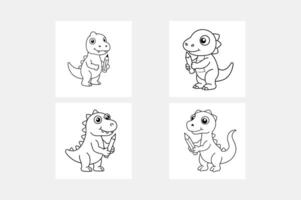 Four different dinosaurs are shown in different poses vector