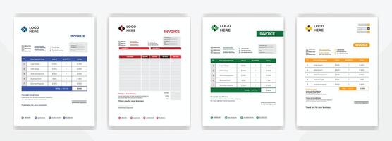 Modern business invoice template design bundle. Bill form business invoice . Corporate invoice template set, receipt tax or bill vector