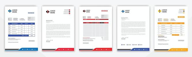 letterhead design and Invoice minimal design template. Bill form business invoice accounting. Modern and creative corporate business invoice template vector