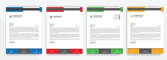 Business letterhead, Letterhead template with various colors, Letterhead template in flat style, Modern company letterhead template design vector