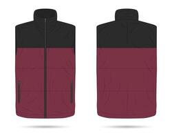 Padded vest mockup front and back view vector