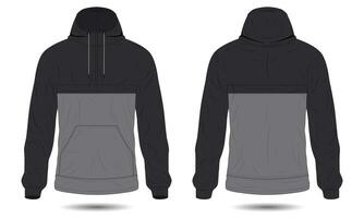 Modern black and grey raincoat mockup front and back view vector