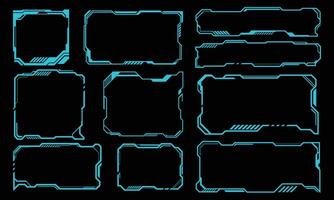 Collection of different abstract futuristic hud borders vector