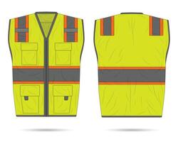 Hi vis work safety vest mockup front and back view vector