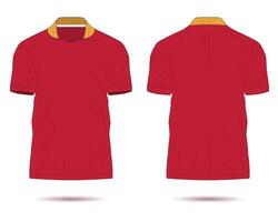 Plain red sports jersey mockup front and back view vector