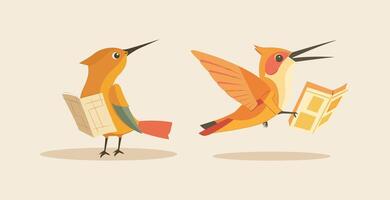 Hummingbird holding a map vector