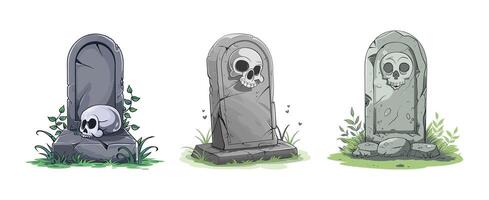 a simple gray tombstone with a skull vector