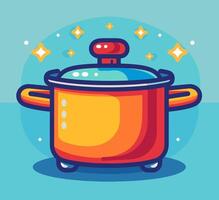 An illustration of a pot with a lid vector