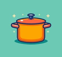 An orange pot with a lid on a blue background vector