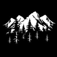 Mountains and trees in the forest with a black background vector