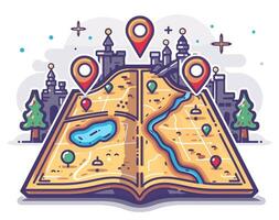 Map of the world with city and landmarks vector
