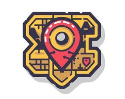 A map pin with a red and yellow background vector