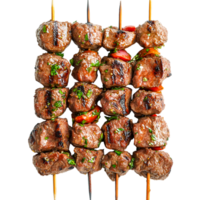 Grilled Meat Skewers with Fresh Herbs and Vegetables png